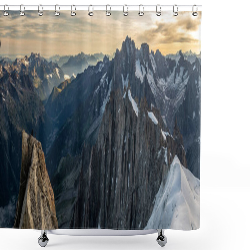 Personality  Rocky Mountain Cliffs In Mont Blanc Massif At Dawn Shower Curtains