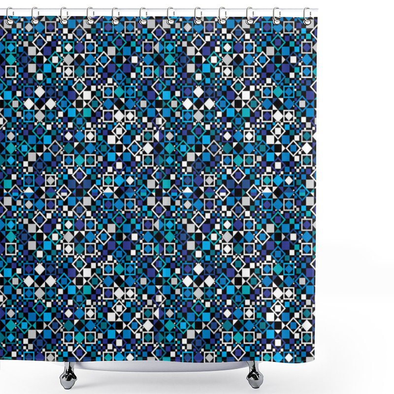 Personality  Seamless Geometric Pattern With Blue Elements. Shower Curtains