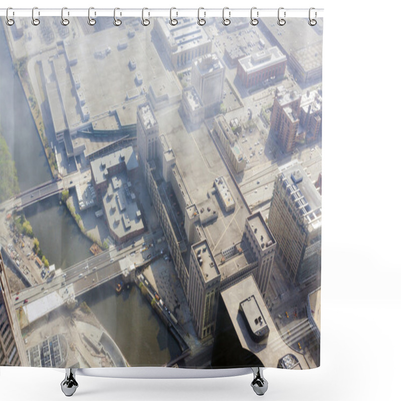 Personality  Chicago Aerial View With Cloudy Sky Shower Curtains