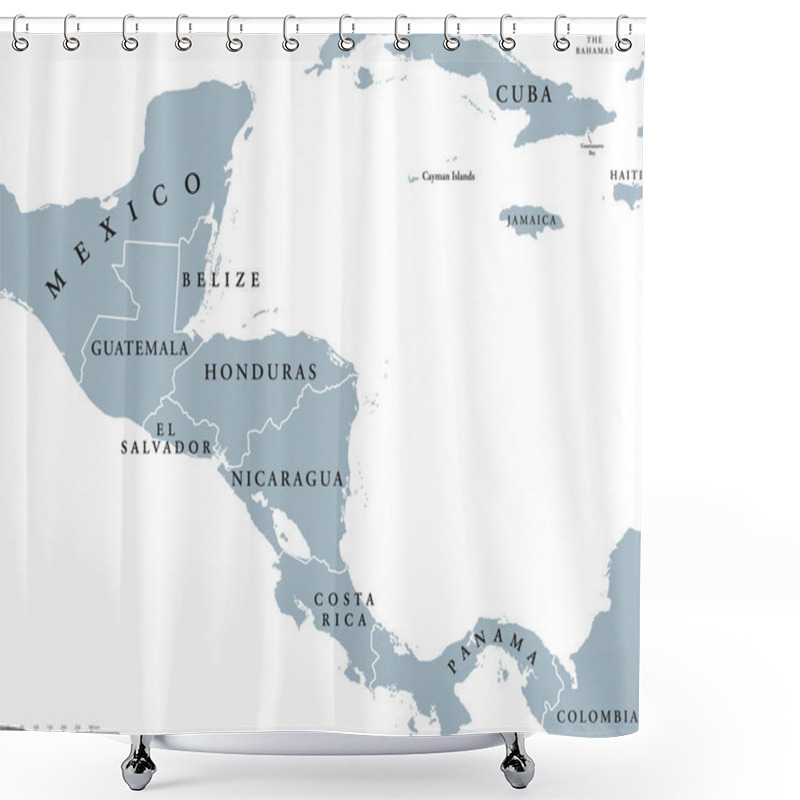 Personality  Central America Countries Political Map Shower Curtains