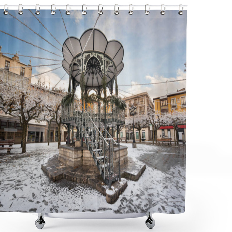 Personality  Winter Scene Of A Snowed Cityscape Landscape Of The Ancient Village Of Briviesca In Burgos Province, Castilla Y Leon, Spain. Shower Curtains