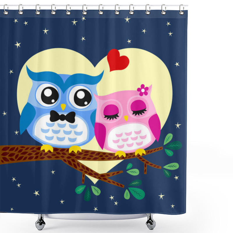 Personality  Owls Couple In Love At Tree Shower Curtains