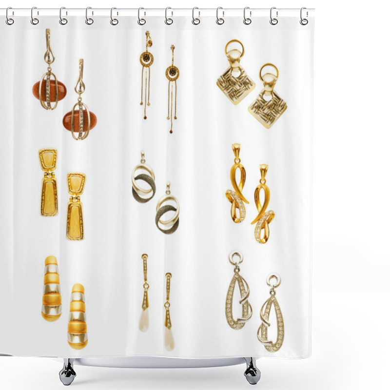 Personality  Set Of Various Earrings Shower Curtains