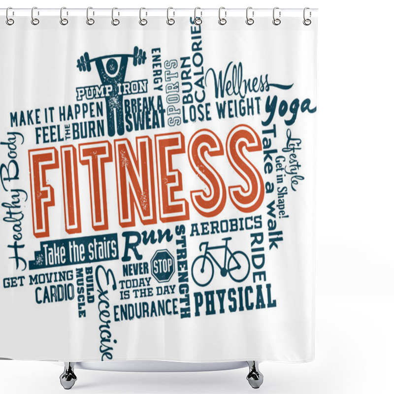 Personality  Fitness And Healthy Exercise Word Shower Curtains