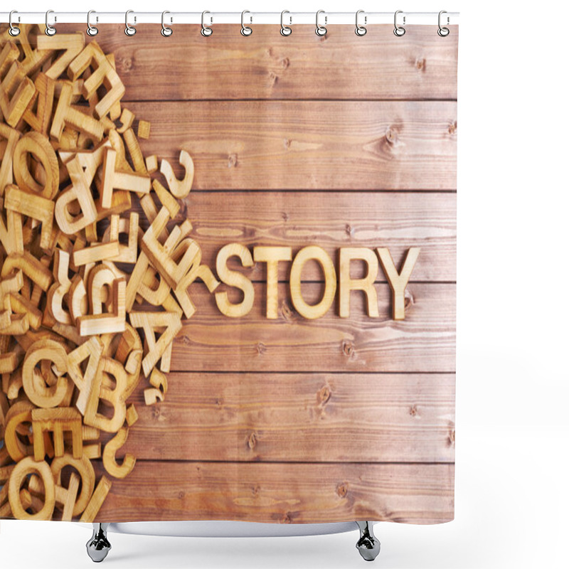 Personality  Word Story Made With Wooden Letters Shower Curtains