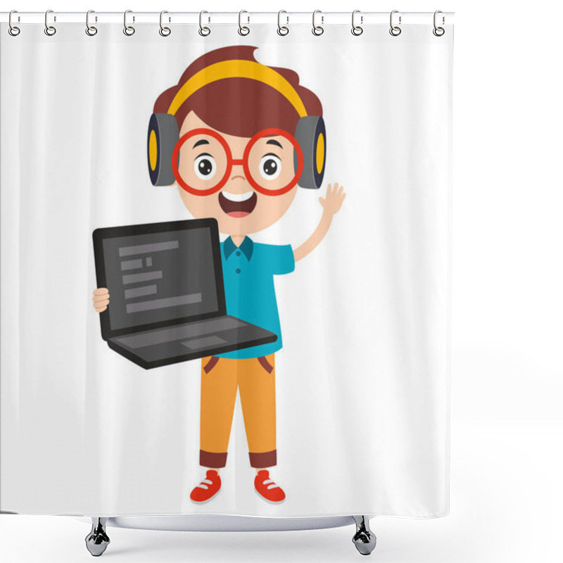 Personality  Cartoon Drawing Of A Programmer Shower Curtains