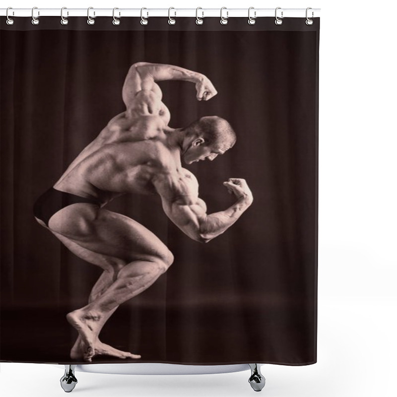 Personality  A Beautiful Man's Pumped Body. The Concept Of Bodybuilding Shower Curtains