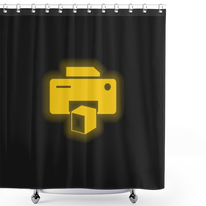 Personality  3d Printer Symbol Yellow Glowing Neon Icon Shower Curtains