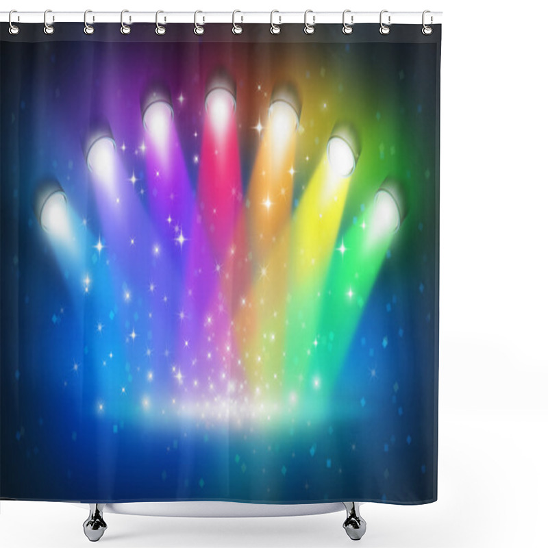 Personality  Spotlights With Rainbow Colours Shower Curtains