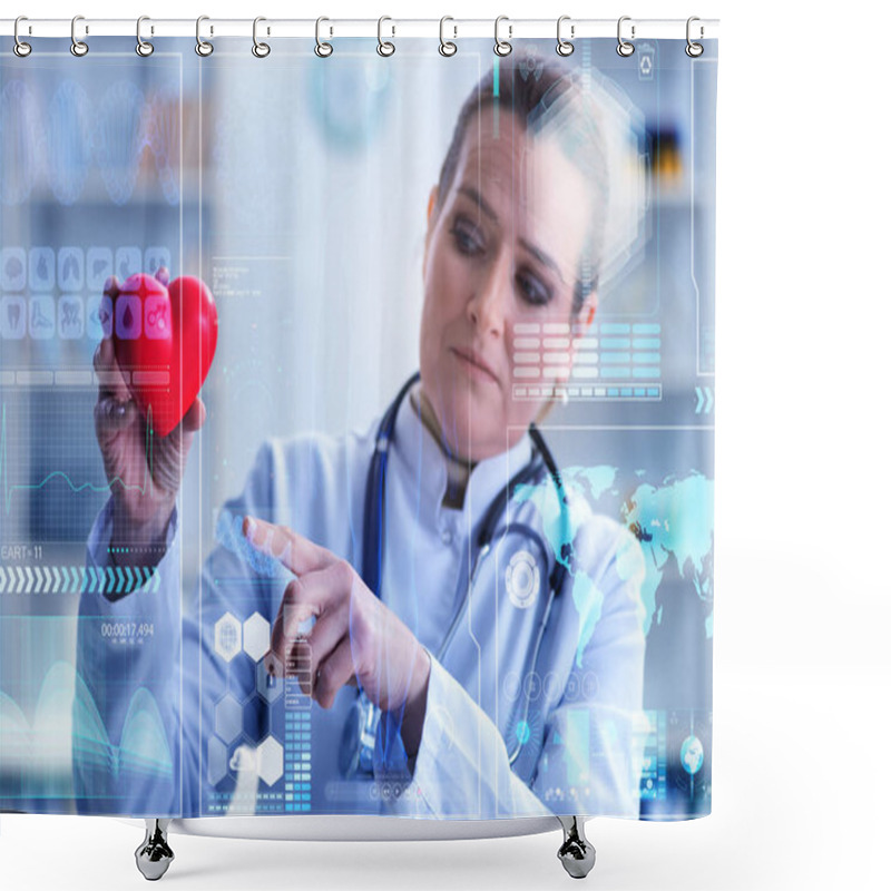 Personality  Woman Doctor In Telemedicine Cardiology Concept Shower Curtains