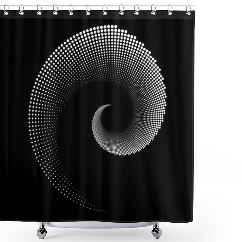 Personality  Design Spiral Dots Backdrop. Abstract Monochrome Background. Vector-art Illustration. No Gradient Shower Curtains