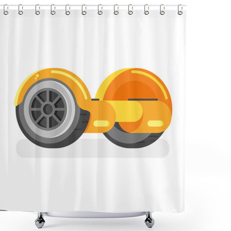 Personality  Vector Flat Style Illustration Of Two-wheeled Battery-powered Vehicle Shower Curtains