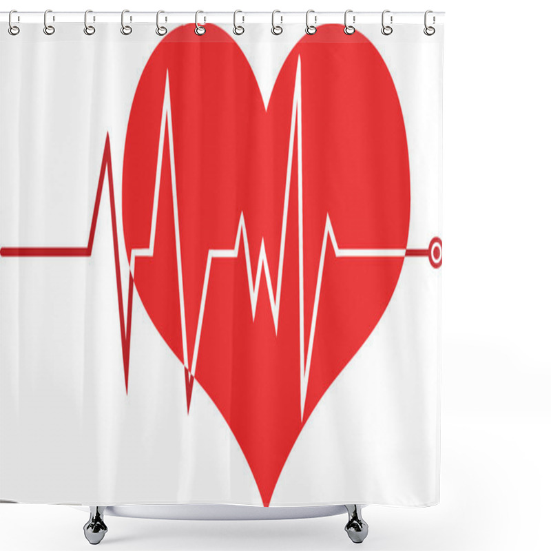 Personality  Ecg Graph On Red Heart Shower Curtains