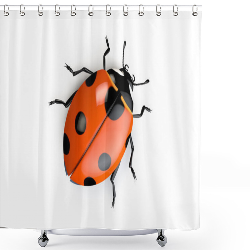 Personality  Ladybug On White Background Shower Curtains