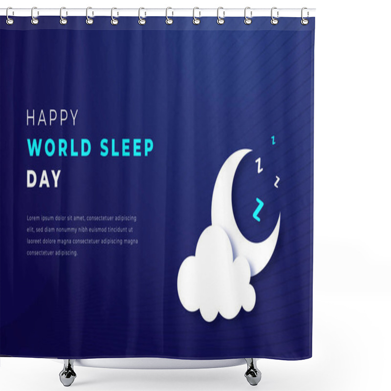 Personality  World Sleep Day Paper Cut Style Vector Design Illustration For Background, Poster, Banner, Advertising, Greeting Card Shower Curtains