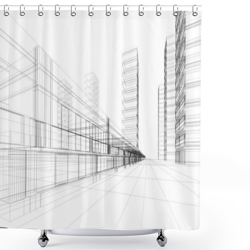 Personality  3D Architecture Abstract Shower Curtains