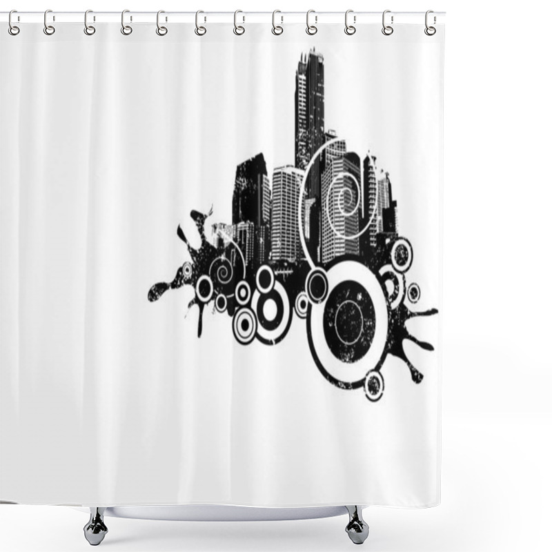 Personality  Grunge City In The Corner. Vector Art Shower Curtains