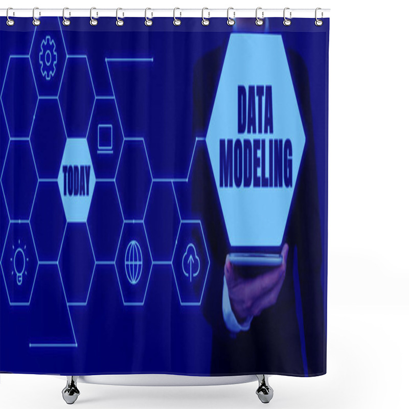 Personality  Text Showing Inspiration Data Modeling, Concept Meaning Process Of Transferring Data Between Data Storage Systems Shower Curtains