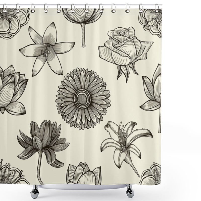 Personality  Seamless Floral Pattern Shower Curtains