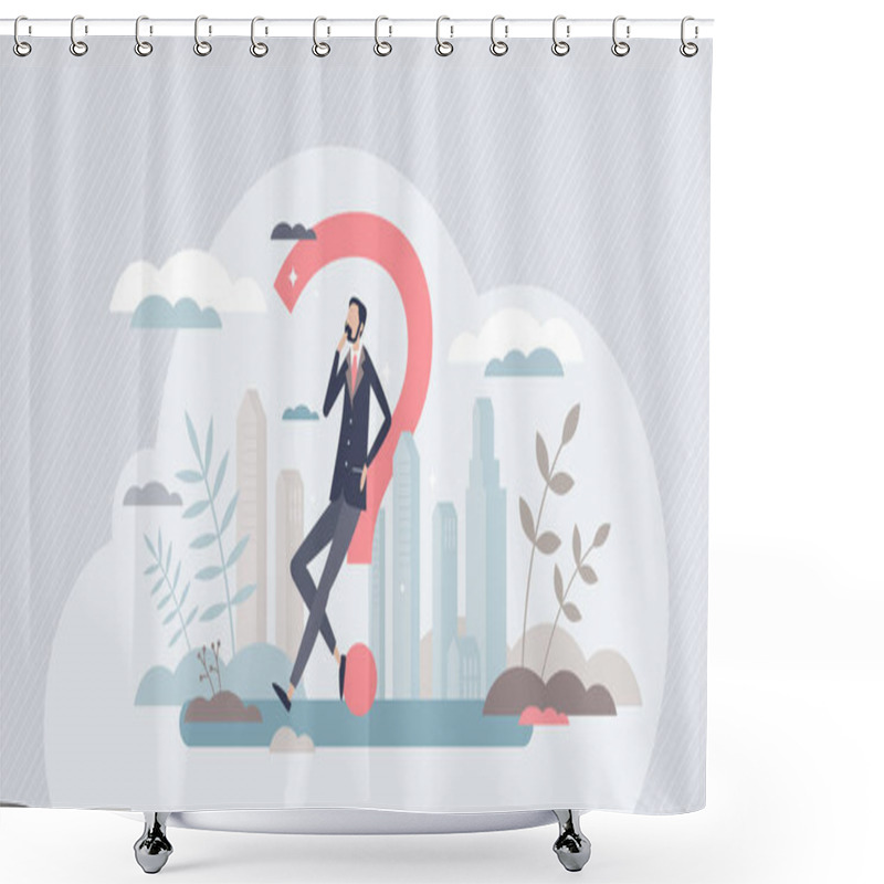 Personality  Uncertainty And Doubt In Business Questions Or Decisions Tiny Person Concept Shower Curtains