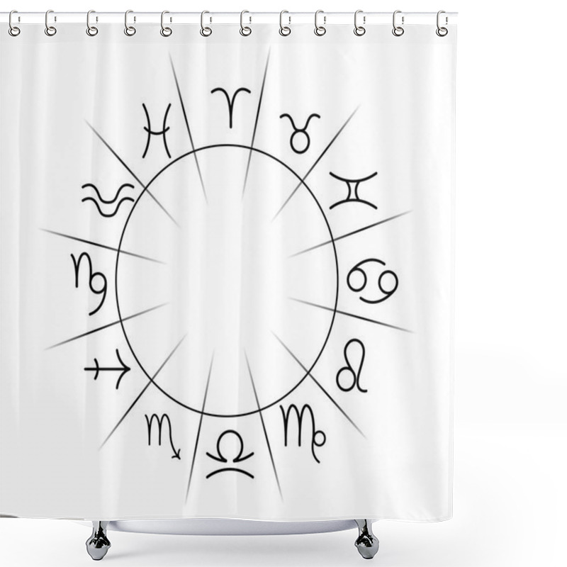 Personality  Illustration Of Zodiac Wheel With Astrological Signs On White Background Shower Curtains