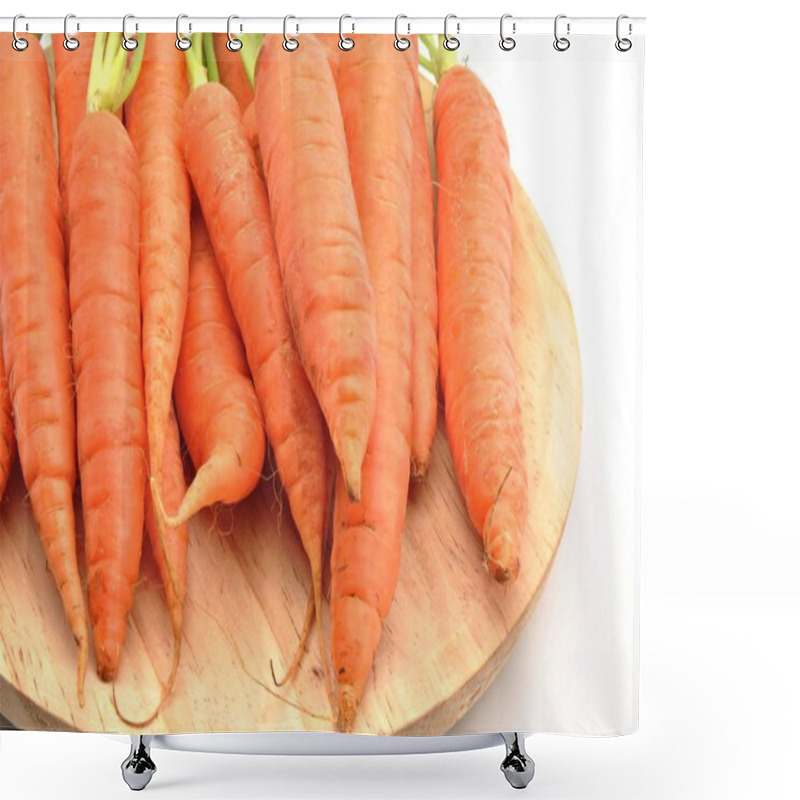 Personality  Carrots On Wooden Table Shower Curtains