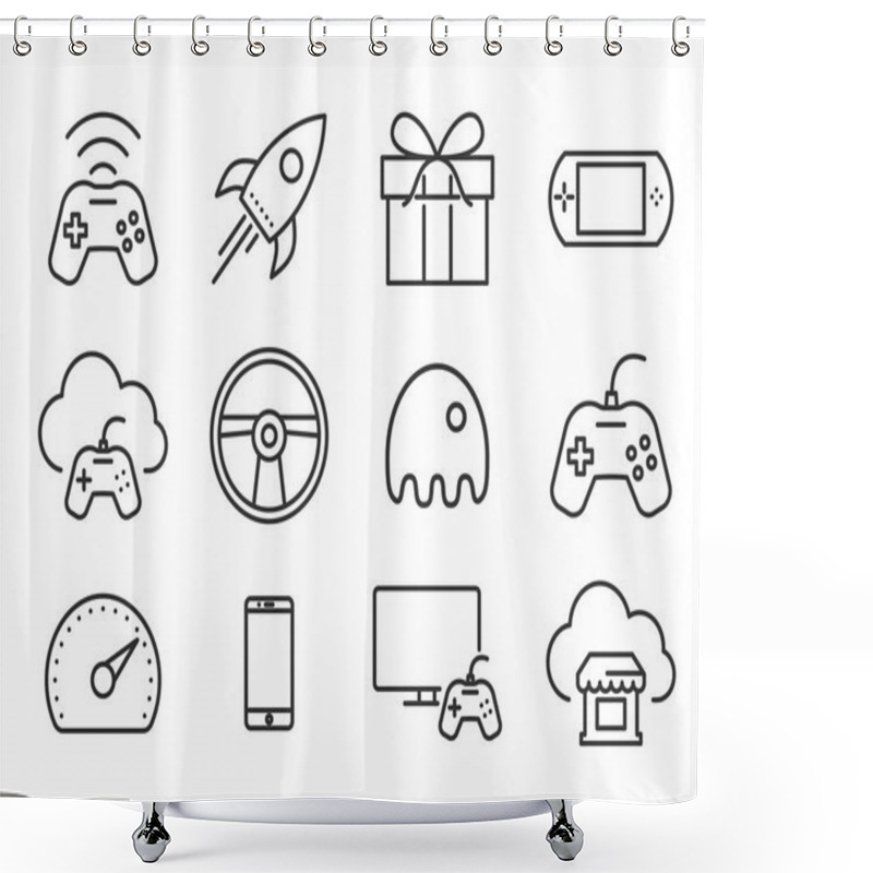 Personality  Video Games Icons Shower Curtains