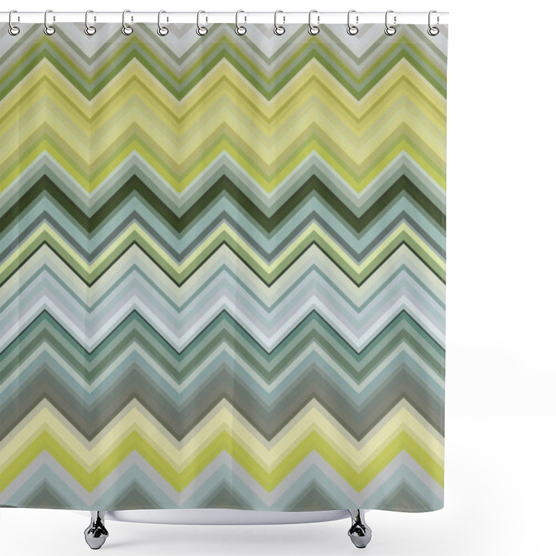 Personality  Chevron Green Foliage Grass Summer Spring Zigzag Pattern Abstract Art Background, Color Trends Shower Curtains