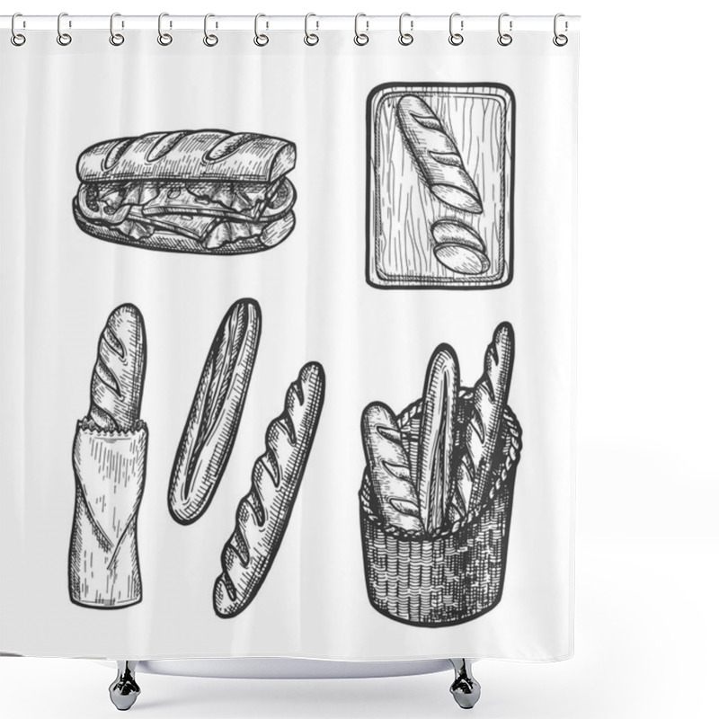 Personality  Bakery Shop Products In Pack, Sliced And Sandwich Shower Curtains