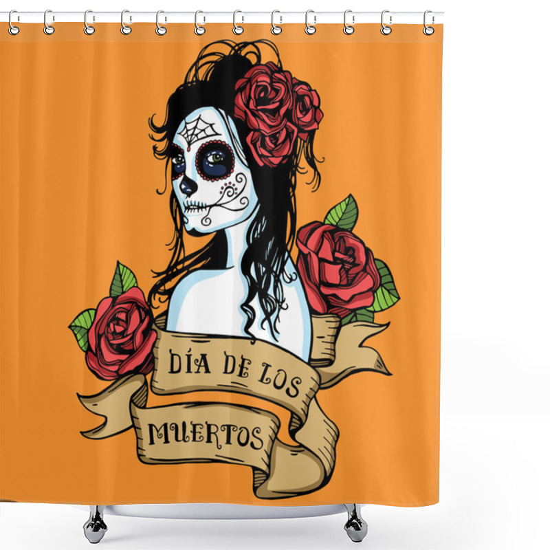 Personality  Girl With Red Roses Shower Curtains