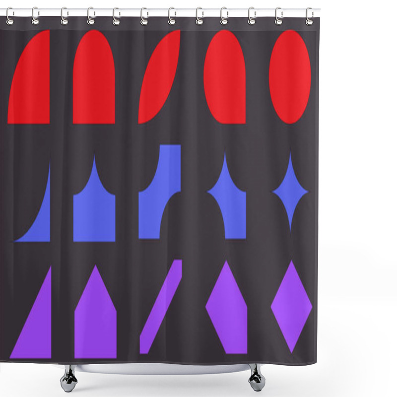 Personality  Abstract Geometric Shapes In Red, Blue, And Purple Shower Curtains