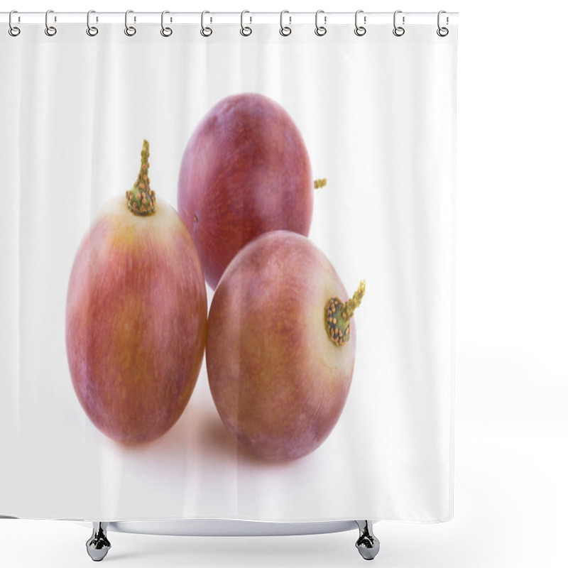 Personality  Ripe Red Grape Isolated On White Background. Shower Curtains