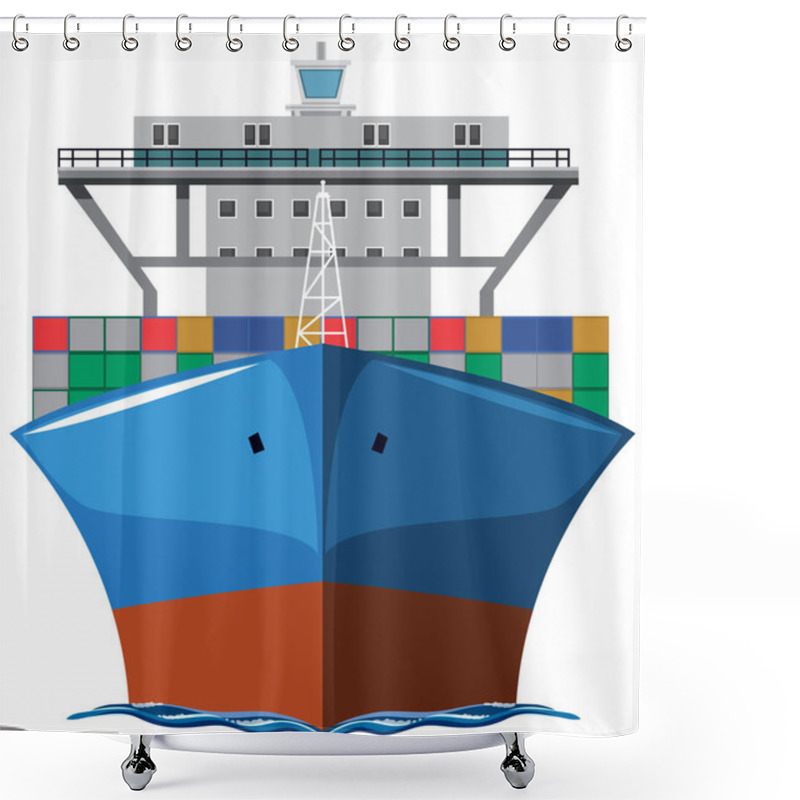 Personality  Illustration Of A Cargo Ship Carrying Containers Shower Curtains