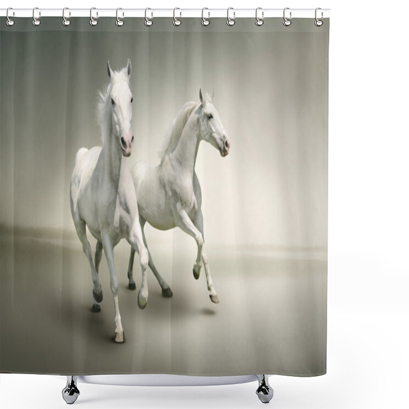 Personality  White Horses Shower Curtains