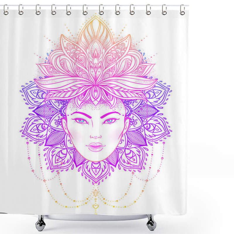 Personality  Tribal Fusion Boho Diva. Beautiful Asian Divine Girl With Ornate Shower Curtains