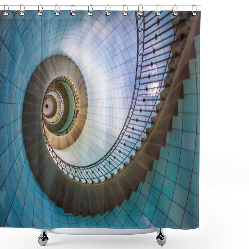 Personality  View Of High Lighthouse Blue Staircase,  Vierge Island, Brittany,france Shower Curtains