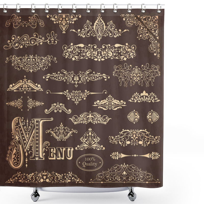 Personality  Vector Set Of Ornaments Shower Curtains