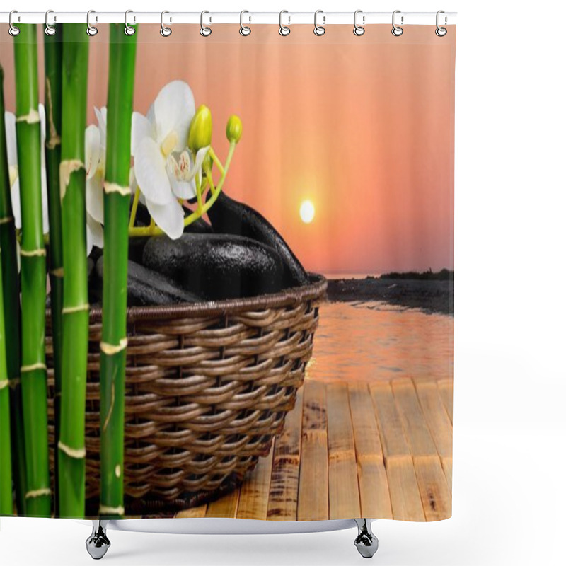 Personality  Zen Basalt Stones And Bamboo Shower Curtains