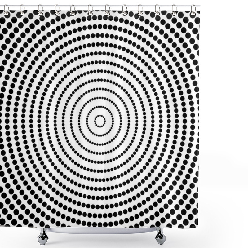 Personality  Circular, Radiating Dotted Pattern. Shower Curtains