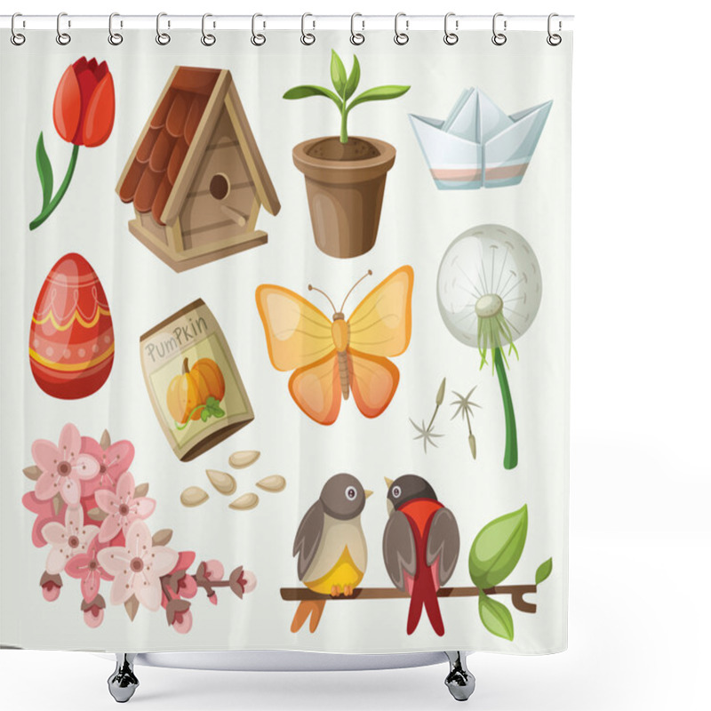 Personality  Set Of Spring Items Shower Curtains