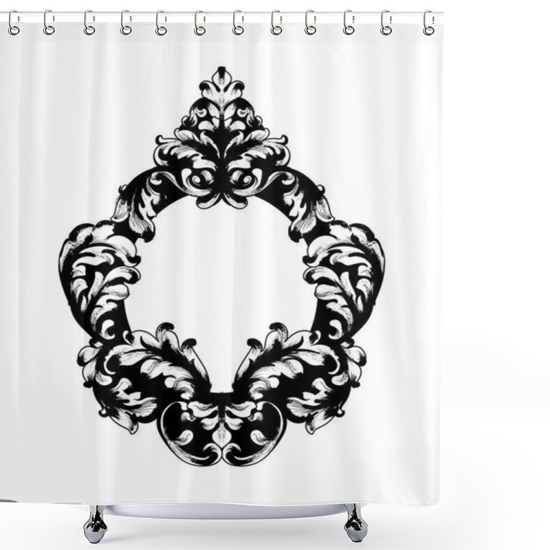 Personality  Vintage Baroque Mirror Frame Vector. French Luxury Rich Intricate Ornaments. Victorian Royal Style Decors Shower Curtains