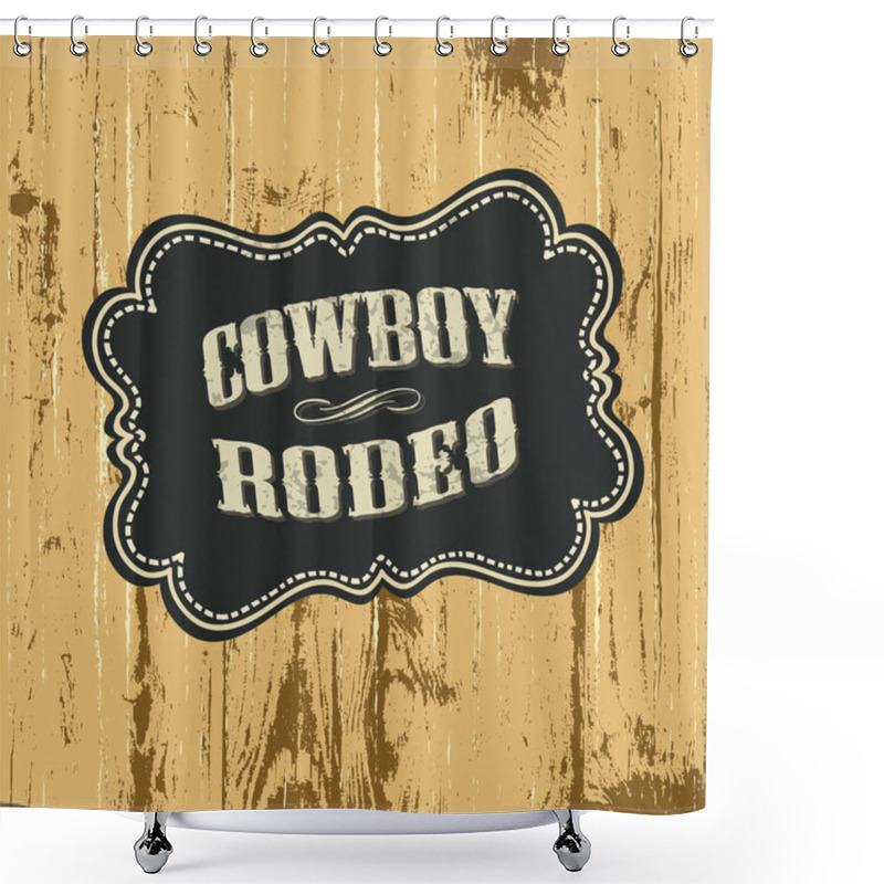 Personality  Grunge Background With Wild West Styled Label. Vector, EPS10. Shower Curtains