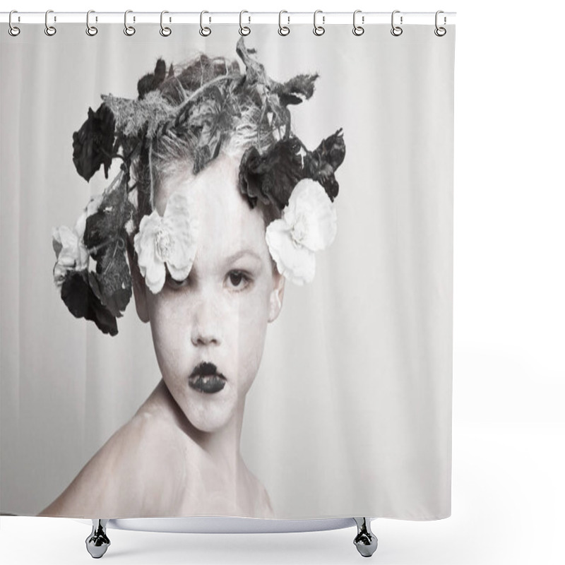 Personality  Girl With Flower Wreath On Head  Shower Curtains