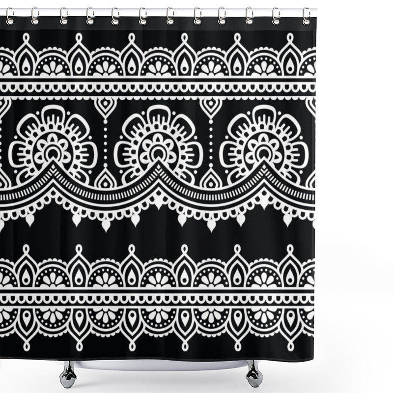 Personality  Mehndi, Indian Henna White Tattoo Seamless Pattern Shower Curtains