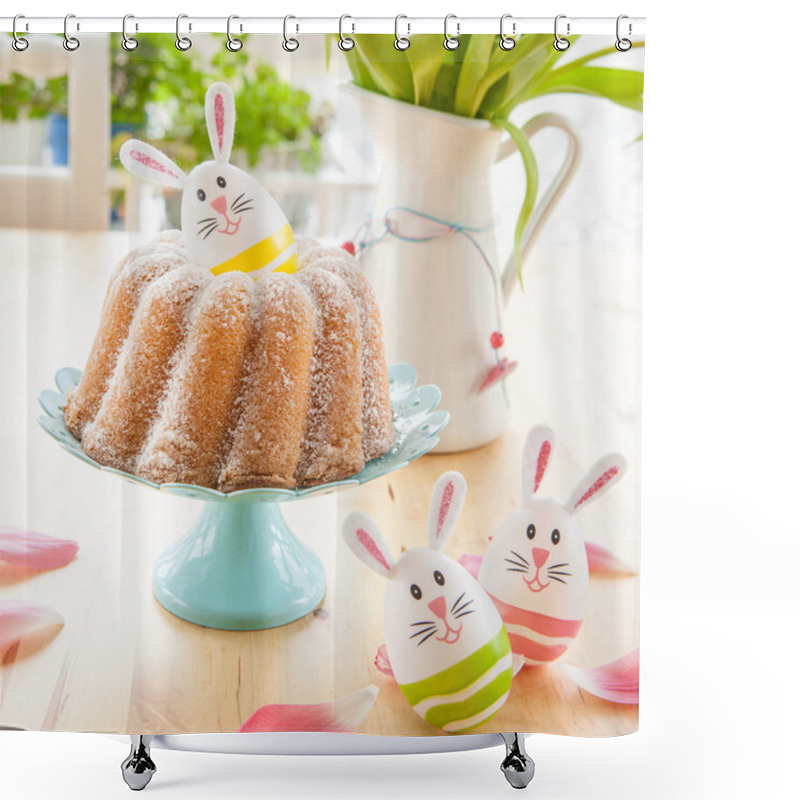 Personality  Sponge Cake And Easter Eggs Shower Curtains