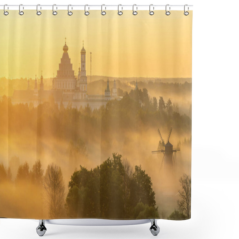 Personality  The New Jerusalem Monastery Rises Above The Fog Shower Curtains