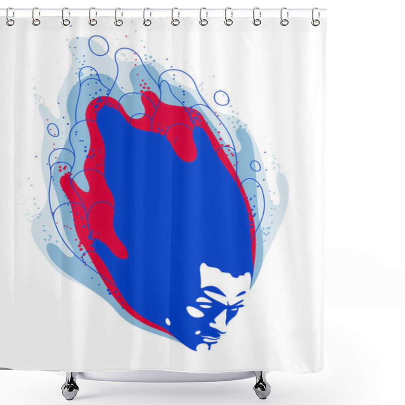 Personality  Man Head With Abstract Fluids Flying From It Vector Philosophical Illustration, Psychology Insight And Meditation Theme, Thinking And Dreaming, Mindfulness. Shower Curtains