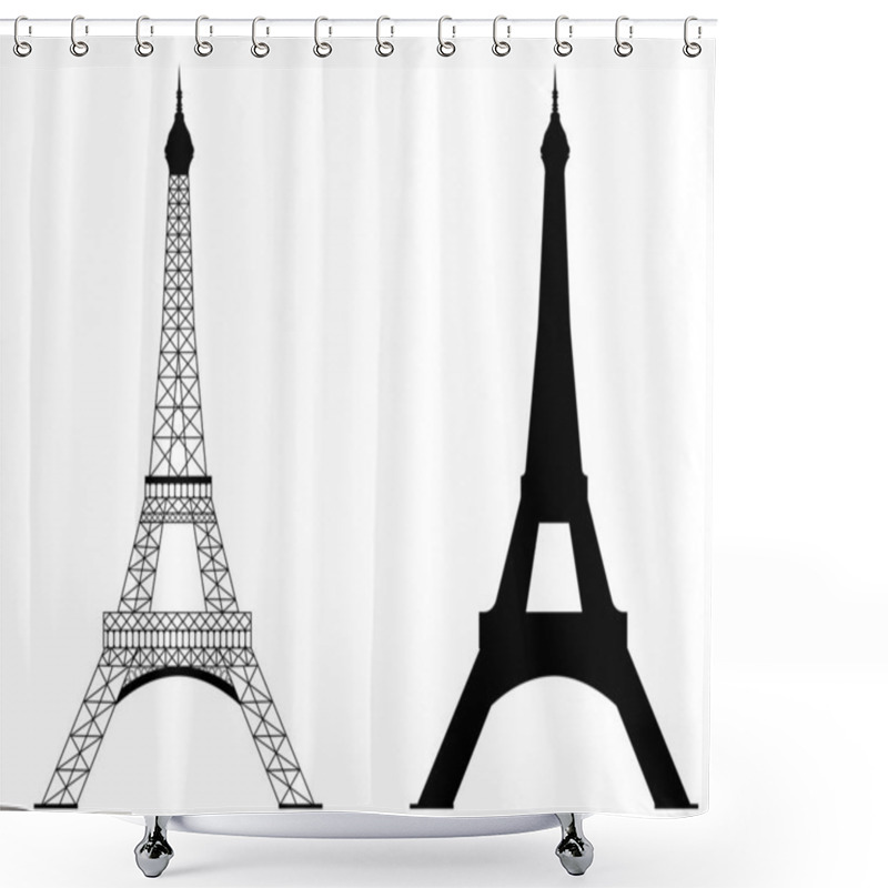 Personality  Eiffel Tower Vector Illustration On The White Background Shower Curtains