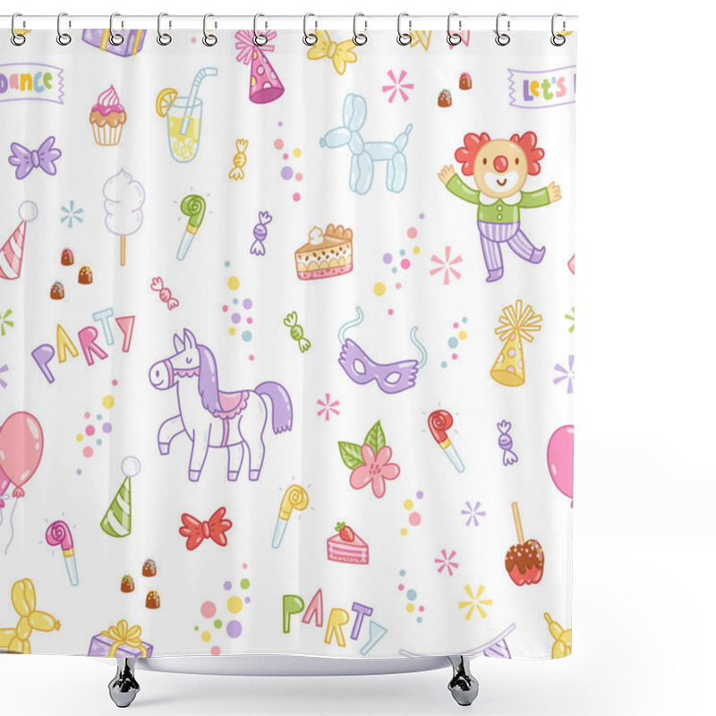 Personality  Kids Party Seamless Pattern Shower Curtains