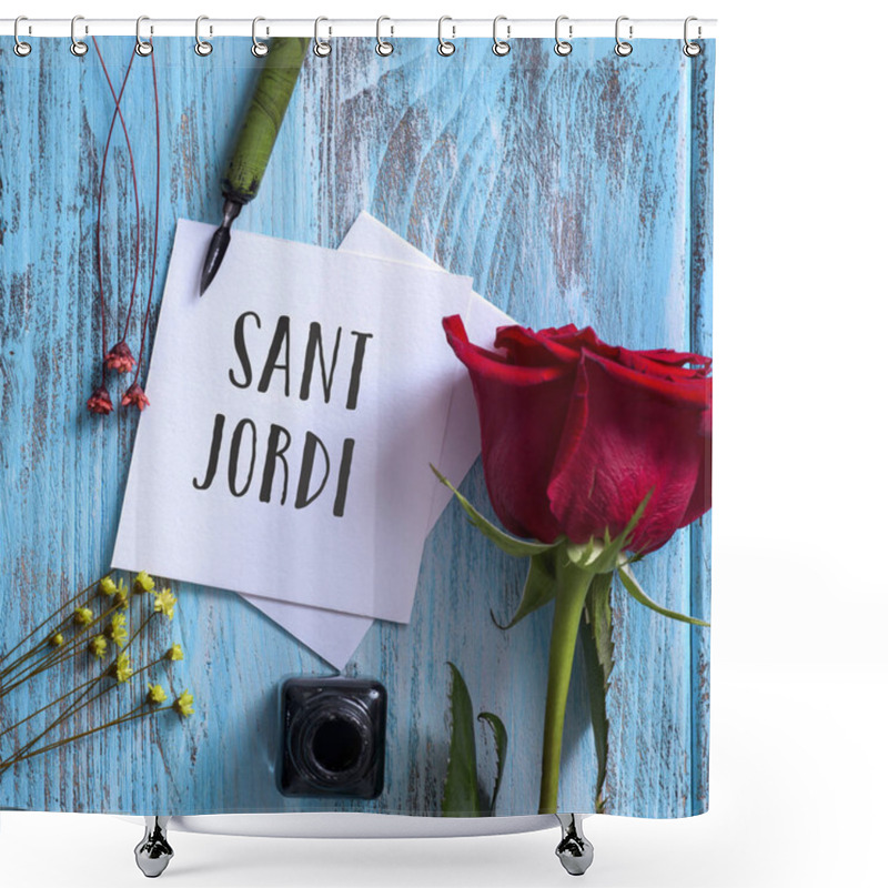 Personality  Text Sant Jordi, Saint George Day In Catalan Shower Curtains